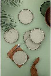 Hermia Juego para servir tartas de Porcelana, 6 piezas, Verde claro